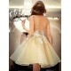 Gorgeous A-Line Flowers Homecoming Dresses Sleeveless Open Back Short Hoco Dress