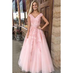 Amazing Pink Off-the-Shoulder Prom Dresses Applique Crystal Sleeveless Evening Dresses with Belt
