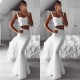 Gorgeous Two Pieces White Prom Party Gowns| Mermaid Beadings Evening Gowns On Sale
