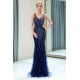 MATHILDA Mermaid Sleeveless V-neck Sequins Pattern Long Evening Gowns