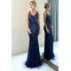 MATHILDA Mermaid Sleeveless V-neck Sequins Pattern Long Evening Gowns