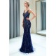 MATHILDA Mermaid Sleeveless V-neck Sequins Pattern Long Evening Gowns