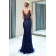 MATHILDA Mermaid Sleeveless V-neck Sequins Pattern Long Evening Gowns