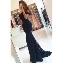 Off Shoulder Slim Mermaid Evening Dress Floor Length Party Gown
