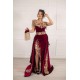 Sleeveless Velvet Burgundy Mermaid Prom Party GownsTassel Gold Appliques Evening Gown with Front Split