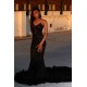 Black Chic Mermaid Prom Party GownsSweetheart Sequined Evening Dress