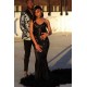 Black Chic Mermaid Prom Party GownsSweetheart Sequined Evening Dress