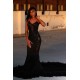 Black Chic Mermaid Prom Party GownsSweetheart Sequined Evening Dress