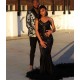 Black Chic Mermaid Prom Party GownsSweetheart Sequined Evening Dress