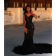 Black Chic Mermaid Prom Party GownsSweetheart Sequined Evening Dress