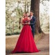 Red Halter Glitter A-lin Evening Gown Charming Sleeveless Floor Length Party Dress