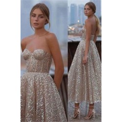 Glliter Seeveless Prom Evening Dress Backless Cocktail Party Dress
