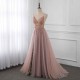 Sweetheart Crystal Prom Dresses Straps Spaghetti Tulle Evening Gown Split Side