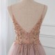 Sweetheart Crystal Prom Dresses Straps Spaghetti Tulle Evening Gown Split Side