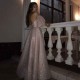 Sparkle Pearl Pink Sequined High Split A-line Prom Party Gowns with Bracelet