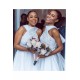 Ankle Length Halter Lace Applique Bridesmaid Dresses With Big Bow At Back A-line Formal Wedding Party Dresses