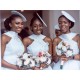 Ankle Length Halter Lace Applique Bridesmaid Dresses With Big Bow At Back A-line Formal Wedding Party Dresses