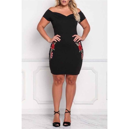 Chic Summer Chic Off Shoulder Bodycon Womens Plus Size Dress