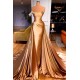 Chic One Shoulder Beaded Mermaid Prom Dress With Court Train