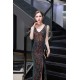 Sparkle V-neck High split Sleeveless Black Evening Dress On Sale