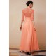 Elegant Violet 3/4 sleeves High waist Beaded Lace Chiffon Evening Dress