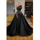 Sexy Black Beadings Prom Dress Long With Split On Sale