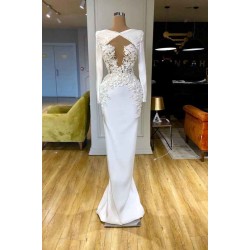 Gorgeous Long Sleeves Lace Appliques Prom Dress Long Mermaid Evening Gowns