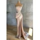 Straps Beadings Long Mermaid Prom Dress Split Evening Gowns