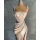 Straps Beadings Long Mermaid Prom Dress Split Evening Gowns