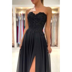 Lace Long Front Split Prom Dress Off-the-shoulder Evening Gown