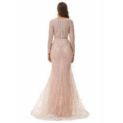 Ballbella Design | Sparkle Beaded Mermaid V-neck Long sleeves Prom Dresses
