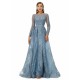 Ballbella Design | Sparkle Beaded Mermaid Long sleeves Prom Dresses with Overskirt