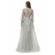 Ballbella Design | Sparkle Gray Beaded Mermaid Long sleeves Prom Dresses with Overskirt