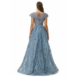 Ballbella Design | Sparkle Beaded Cap Sleeves Prom Dresses with Overskirt