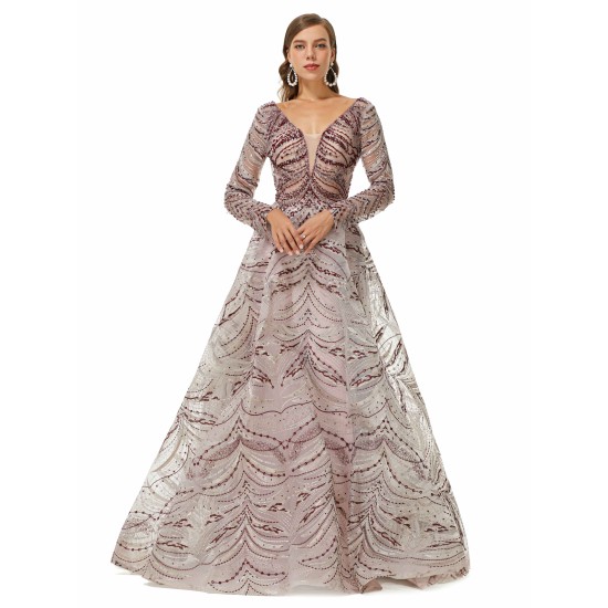 Ballbella Design | Sparkle Beaded Long Sleeves Prom Dresses