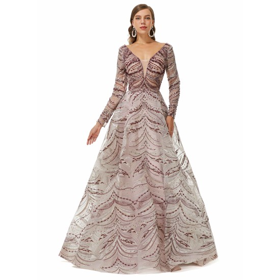 Ballbella Design | Sparkle Beaded Long Sleeves Prom Dresses