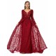Ballbella Design | Sparkle Beaded Wine Red Long Sleeves Prom Dresses