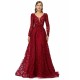Ballbella Design | Sparkle Beaded Wine Red Long Sleeves Prom Dresses