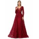 Ballbella Design | Sparkle Beaded Wine Red Long Sleeves Prom Dresses