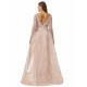 Ballbella Design | Champange Sparkle Beaded Long Sleeves Prom Dresses with Overskirt