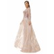 Ballbella Design | Champange Sparkle Beaded Long Sleeves Prom Dresses with Overskirt