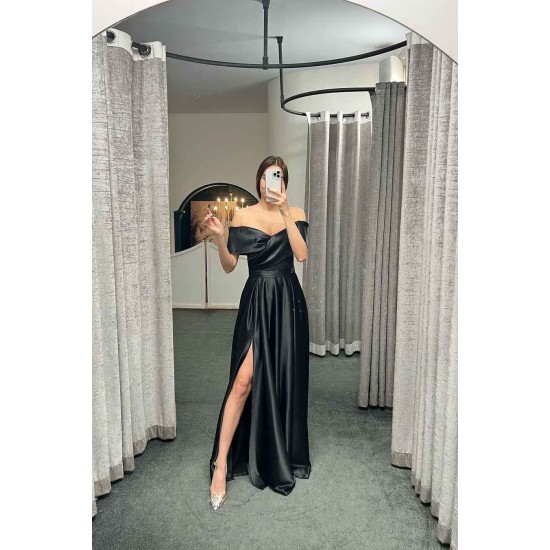 Glamorous Off The Shoulder Prom Dress With Split Ruffles A-Line Evening Gowns