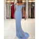 Gorgeous Blue Off-the-shoulder Mermaid Prom Dresses With Lace