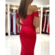 Chic Red Off-the-shoulder Mermaid Prom Dresses Split Long Evening Gowns