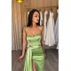 Gorgeous Spaghetti-Straps Sage Green Prom Dress Mermaid Split Long