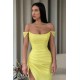 Off-the-Shoulder Daffodil Mermaid Prom Dress Sequins Long Split