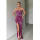 Elegant Sweetheart Sequins Prom Dress Mermaid Long Split Evening Gowns