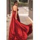 Burgundy One-shoulder High Split Long Prom Dress with Half train