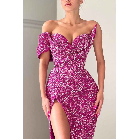 Unique Sparkle One-shoulder Sweetheart Mermaid Sequin Prom Dress