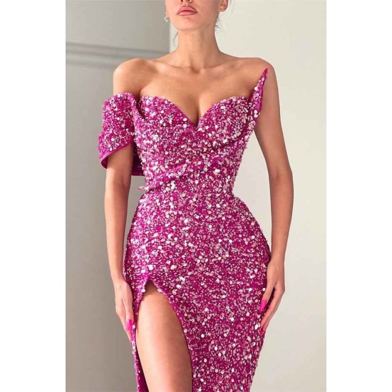 Unique Sparkle One-shoulder Sweetheart Mermaid Sequin Prom Dress